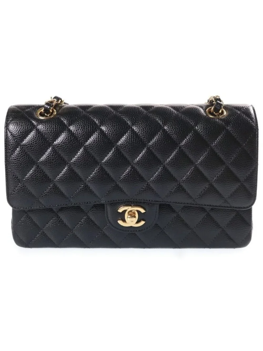 Chanel 25 Caviar Leather Double Flap Chain Shoulder Bag